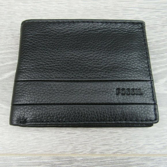 Fossil Lufkin Traveler Leather Mens Black Wallet - Picture 2 of 12